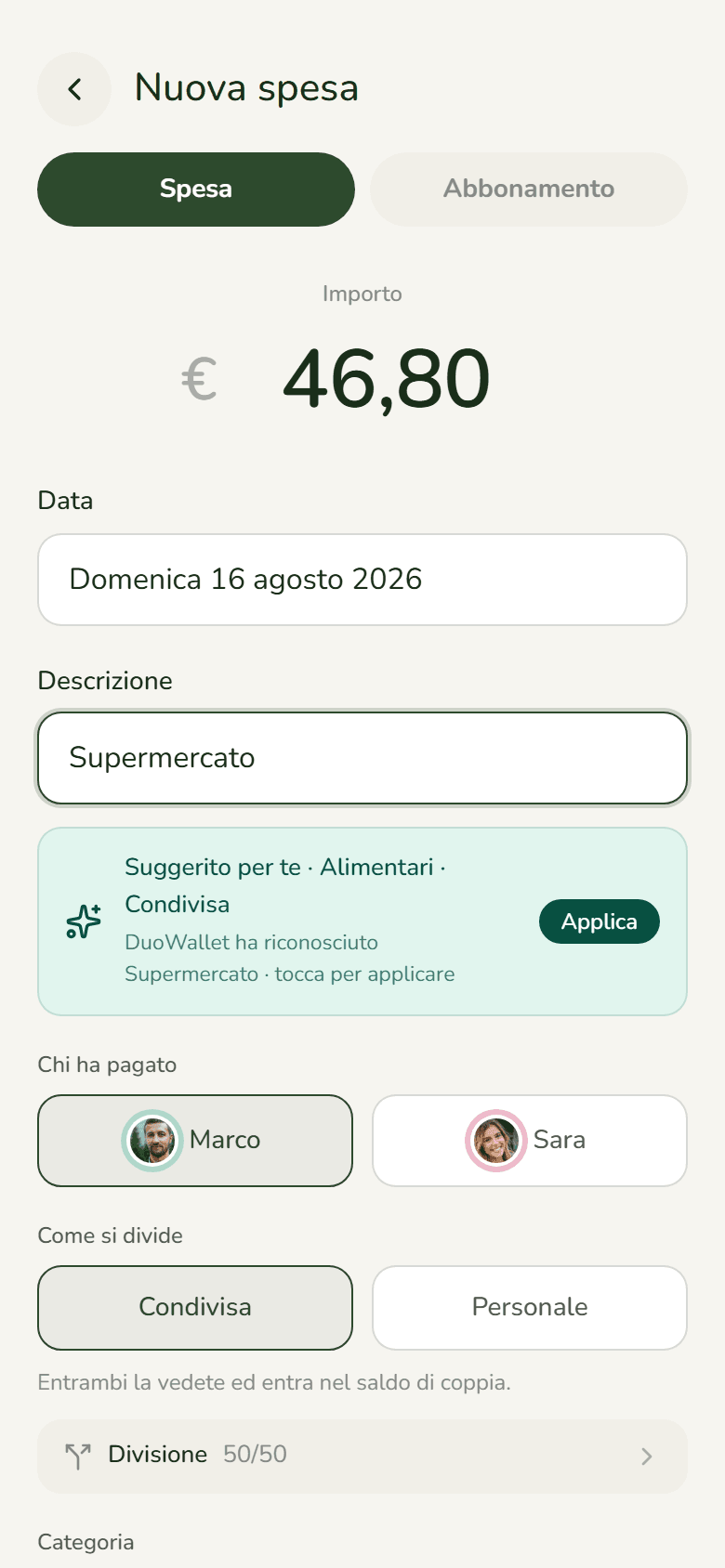 Scrivi la spesa.